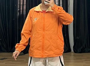 Vintage Orange Baggy Zip-Up Jacket.