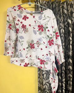 Floral Print Tie-Waist Top