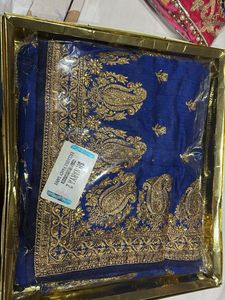 Elegant Blue Embroidered Saree
