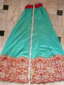 Teal &amp; Pink Embroidered Lehenga Set