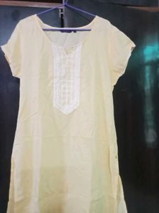 XL Size Straight Yellow Colour Cotton Kurta