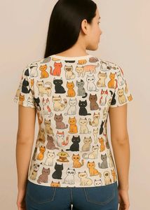 Cute Cat Print Top