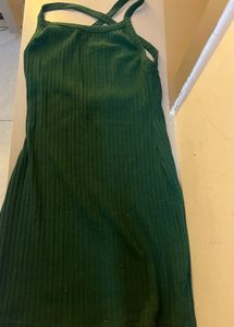 Green Ribbed Halter Dress
