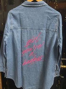 Xxl Denim Pearl Embellished Shirt