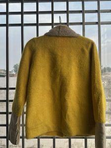 Yellow Faux Fur Collar Jacket