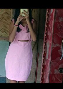 Women Skater Pink Sleeveless Dress