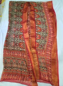 Red Patola Yoke Embroidered Kurta With Dupatta