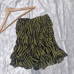 Zara Print Ruched Mini Skirt