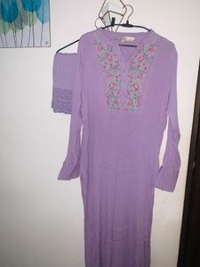 Floral Embroidered CuffedSleeves Kurta &amp; Trouser