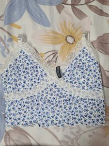 Floral Lace Trim Cami Top