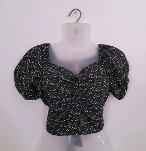 Black Printed Crop Top (Women's)