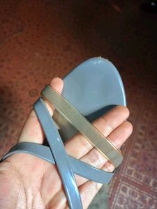 Gray &amp; Gold Strappy Sandals