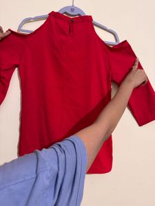 Red Cold Shoulder Top