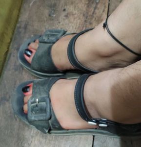 Used Black Buckle Sandals