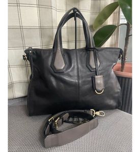 Gray Leather Tote Bag