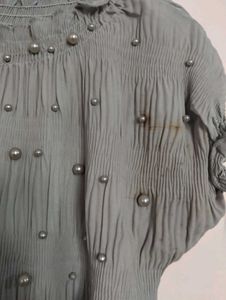 Beaded Pearls Grey Top