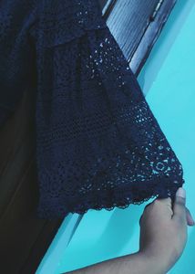 Navy Blue Lace/Crochet Lace Top