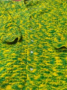 Handmade Green &amp; Yellow Knit Cardigan