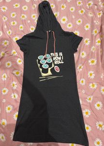 Printed Hooded Nightshirt with Insert Pockets