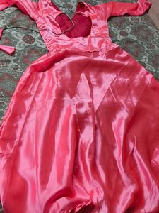 Elegant Pink Satin Party Dress