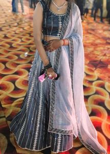 Grey Sequin Lehenga Choli Set