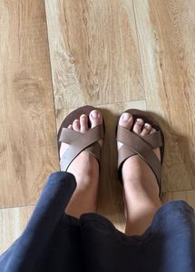 Brown Crisscross Flip flop