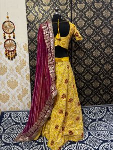 Yellow Embroidered Lehenga Choli Set