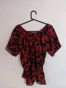 Red &amp; Black Floral Blouse