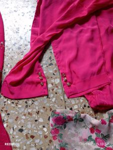 Pink Embroidered Kurti Set