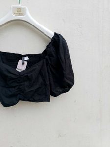 Black Branded Crop Top.
