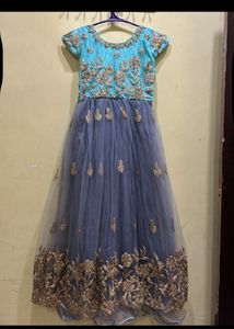 Grey & Sea Blue Long Gown Size S