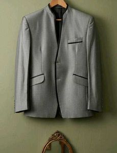 Gray Mandrin Collar Suit Set 🩶✨