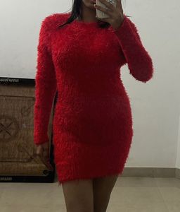 Red Fuzzy Mini Dress