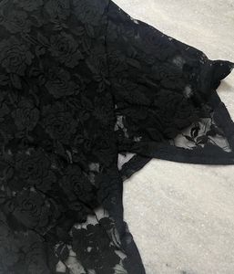 black lacy sequin tube top y2k