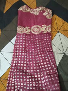 Burgundy &amp; Gold Embellished Gown