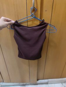 Extremely Trendy, Ribbed Brown Top From LittleBoxIndia