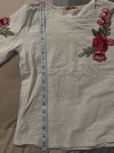 Off White Top With Floral Patchwork