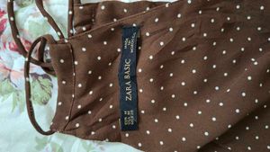 ZARA Brown Polka Dot Halter Top