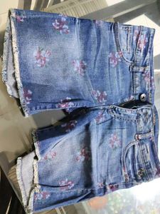 Floral Denim Shorts