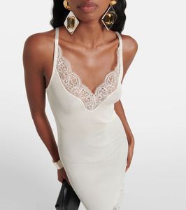 White Lace Trim Slip Dress