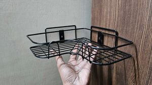 Corner Rack Shelf Steel Iron Coated Black