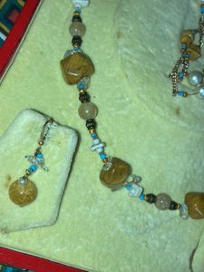 Citrine Topaz necklace + Earrings Set✨