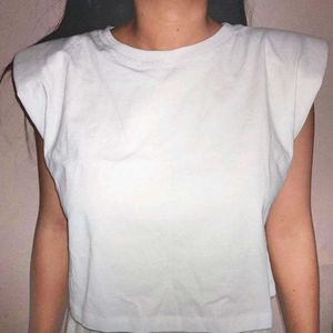 Forever 21 White Arched Tee