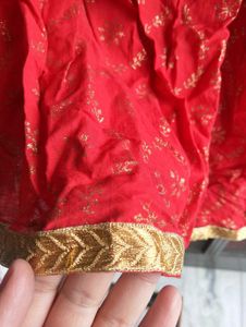 Gold Flare Red Ethnic Skirt