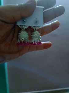 Peacock Jhumka Earrings - Silver &amp; Green