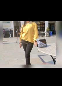 Beautiful Yellow Top With Embroidery On Neck