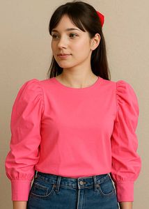 Pink Puff Sleeve Top