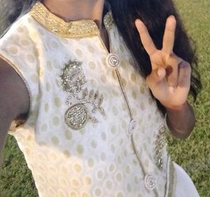 White &amp; Gold Embroidered Dress