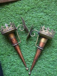 Set Of 2 Antique Copper Mashal