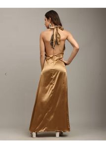 Golden Halter Maxi Dress